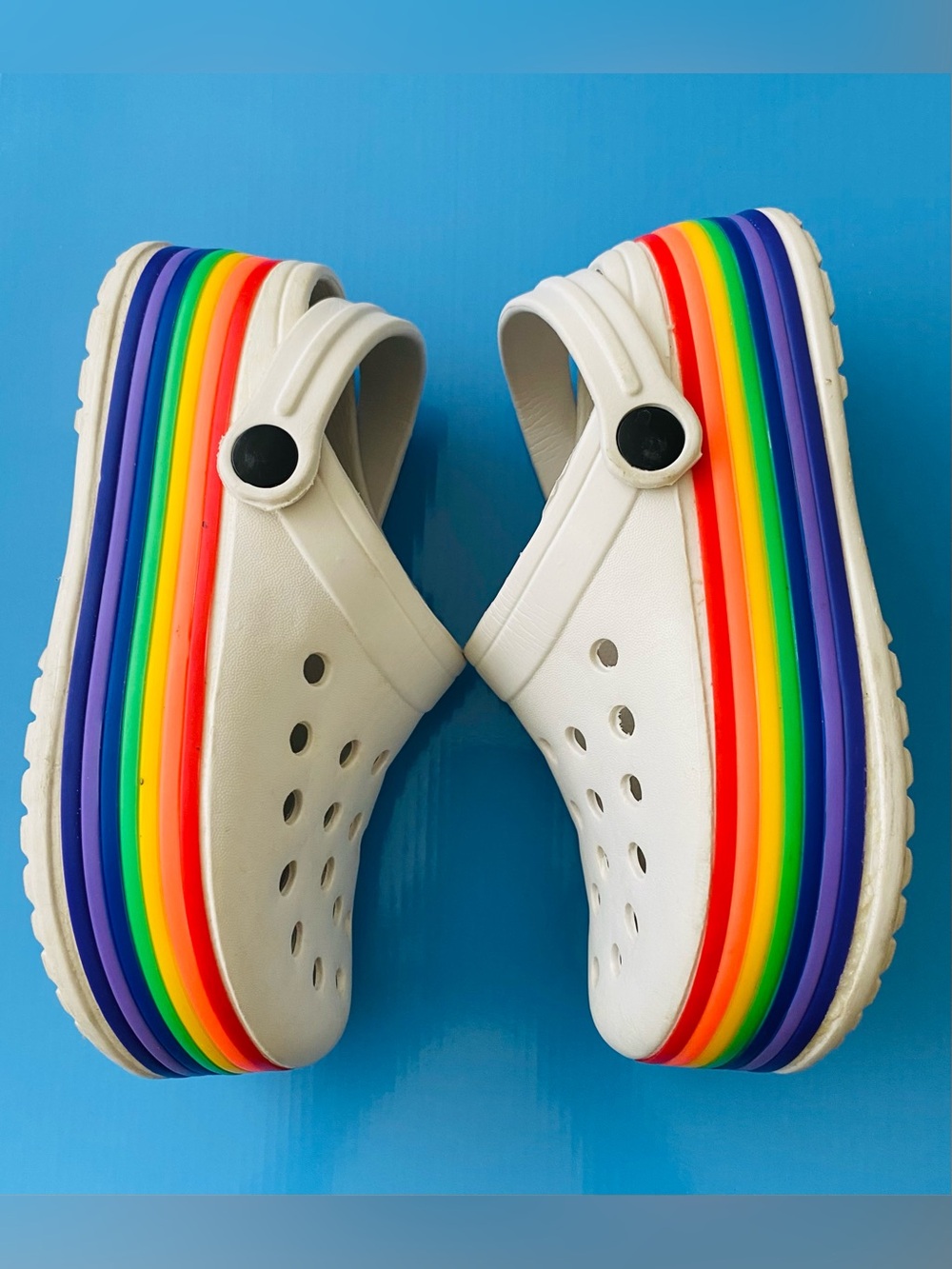 Rainbow platform clogs